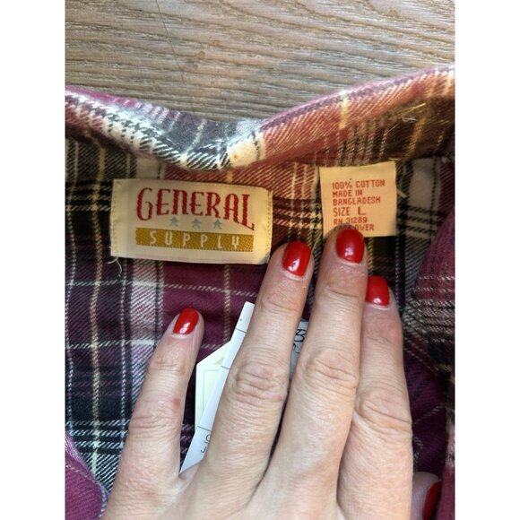 Deadstock Vintage 90s Rainbow Plaid Flannel Button Shirt Western - Picture 7 of 7